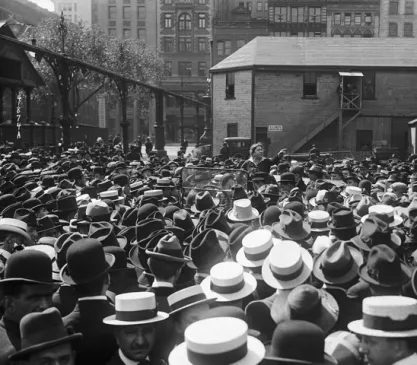 Emma Goldman addressing a crowd at Union Square New York circa 1916